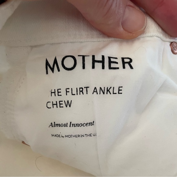 MOTHER “The Flirt” Mid Rise White Distressed Skinny Leg Ankle Jeans - Picture 5 of 5